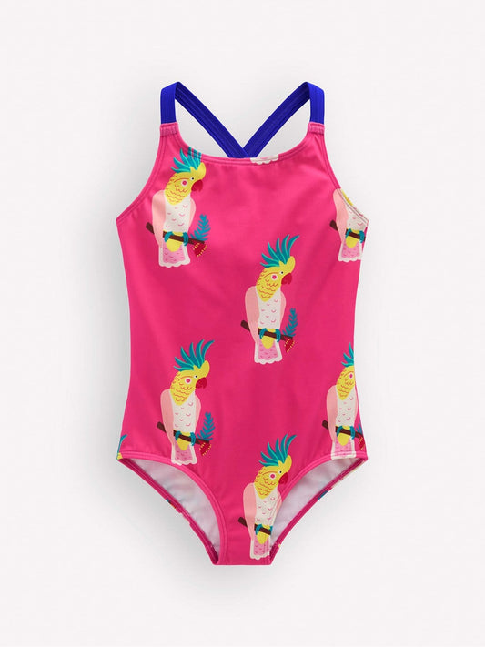 Boden Pink Cross Back Printed Swimsuit image 1