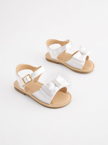 White Standard Fit (F) Bow Occasion Sandals image 1