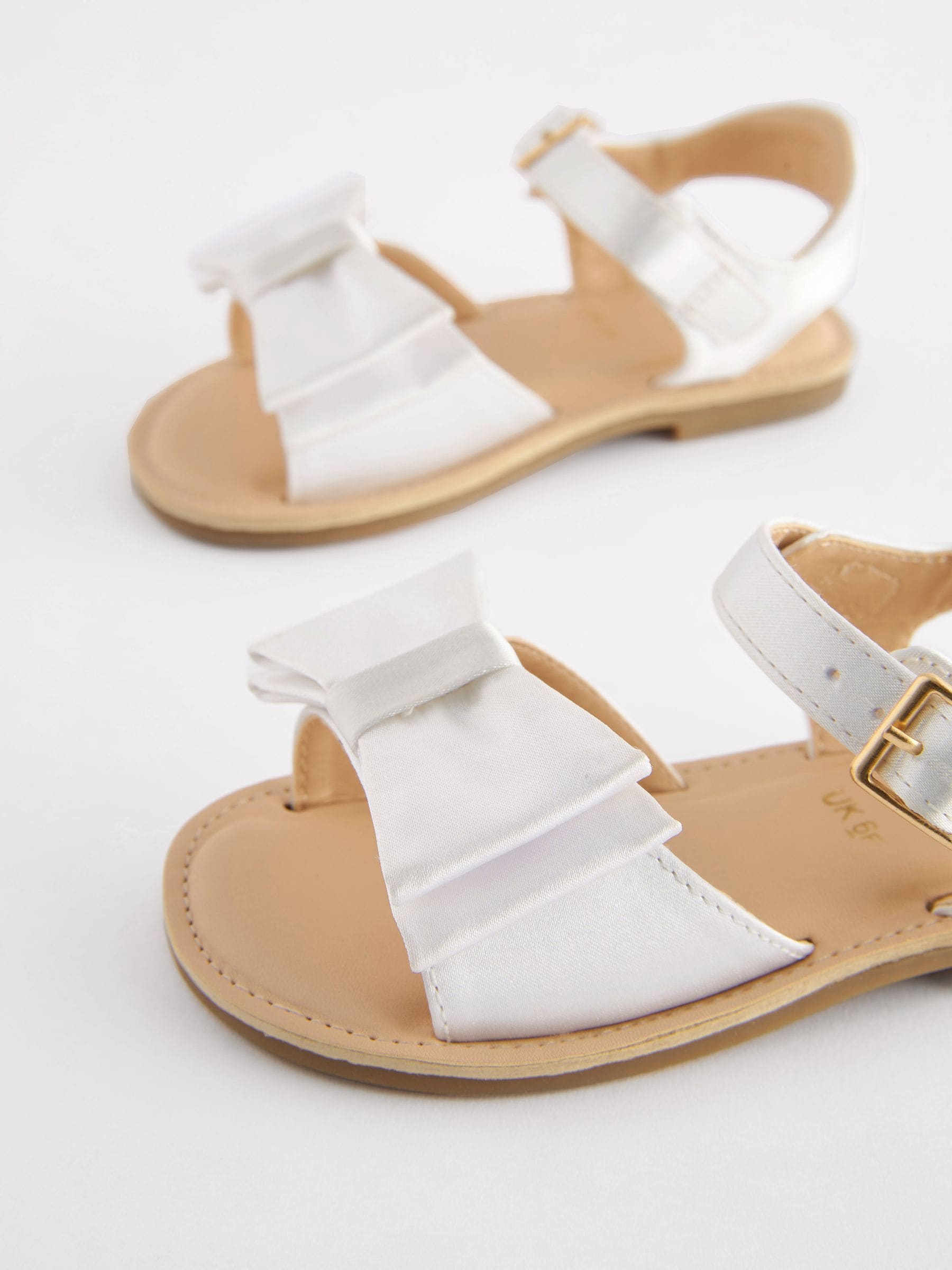 White Standard Fit (F) Bow Occasion Sandals image 7