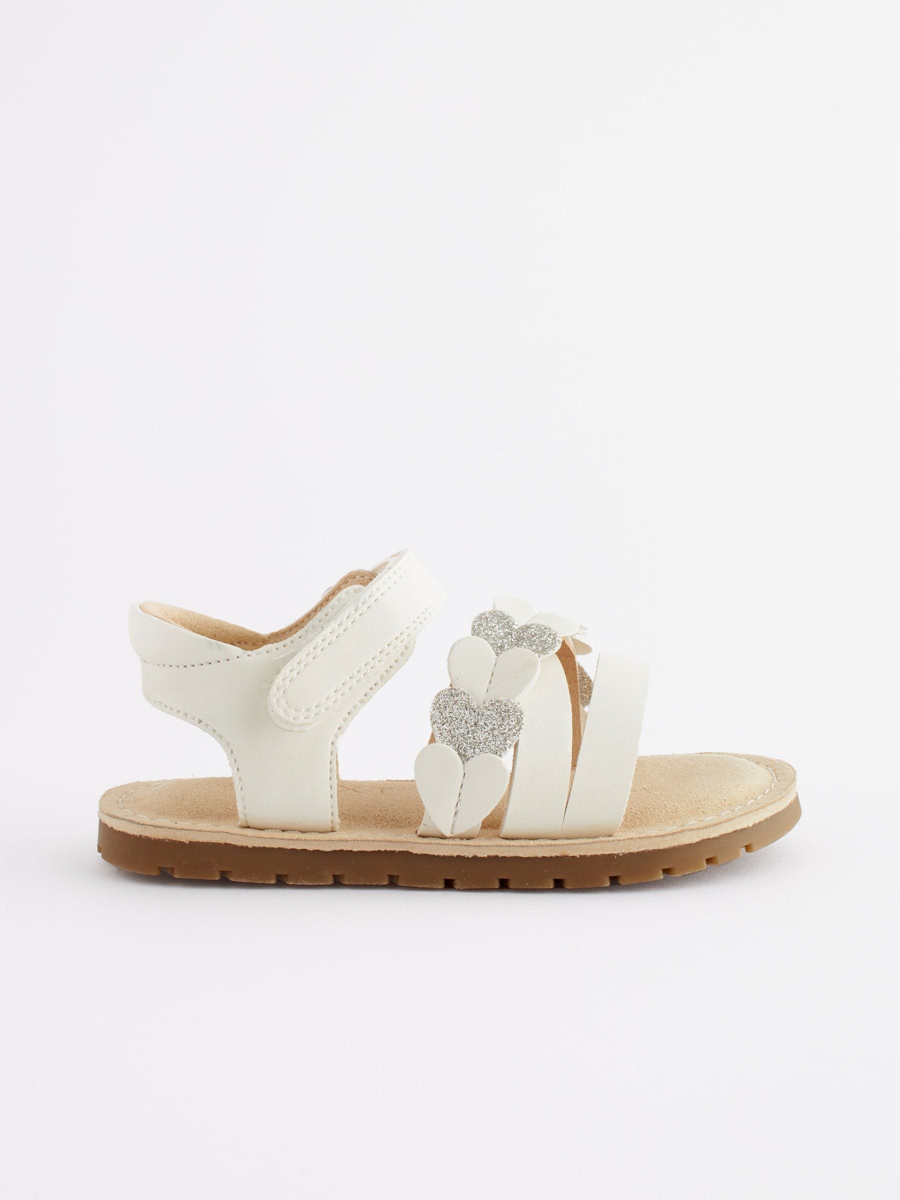 White Standard Fit (F) Touch Fastening Corkbed Sandals image 1