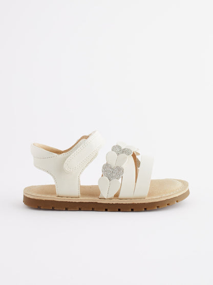White Standard Fit (F) Touch Fastening Corkbed Sandals image 1