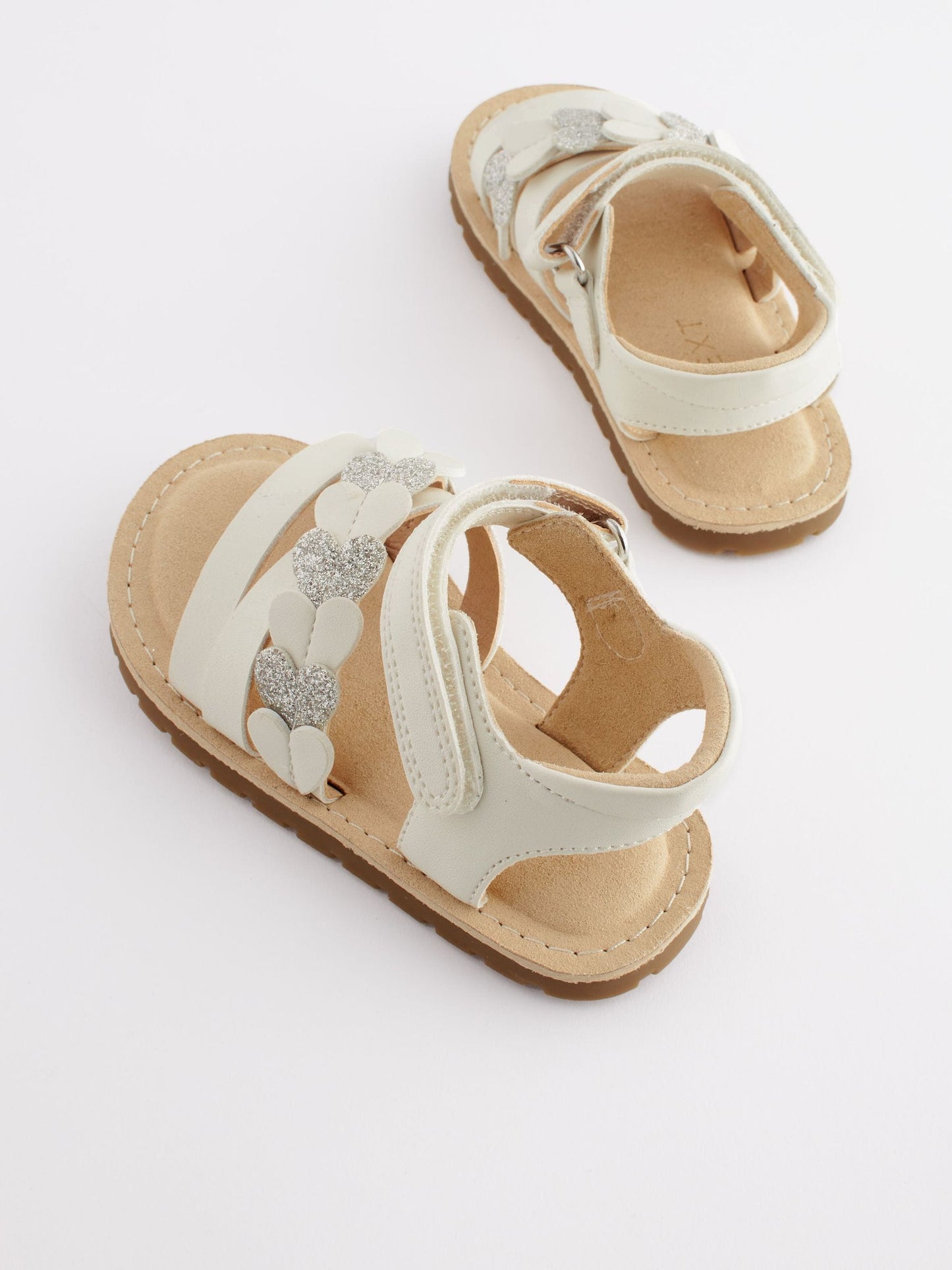 White Standard Fit (F) Touch Fastening Corkbed Sandals image 2