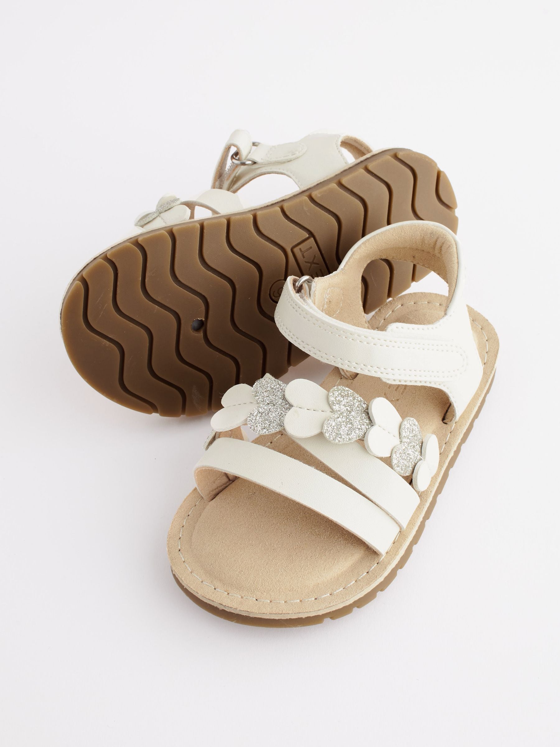 White Standard Fit (F) Touch Fastening Corkbed Sandals image 3