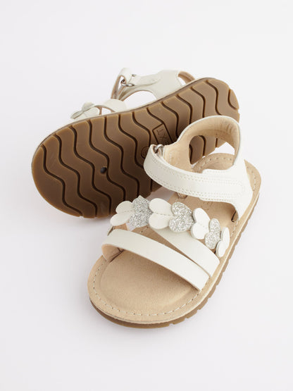 White Standard Fit (F) Touch Fastening Corkbed Sandals image 3