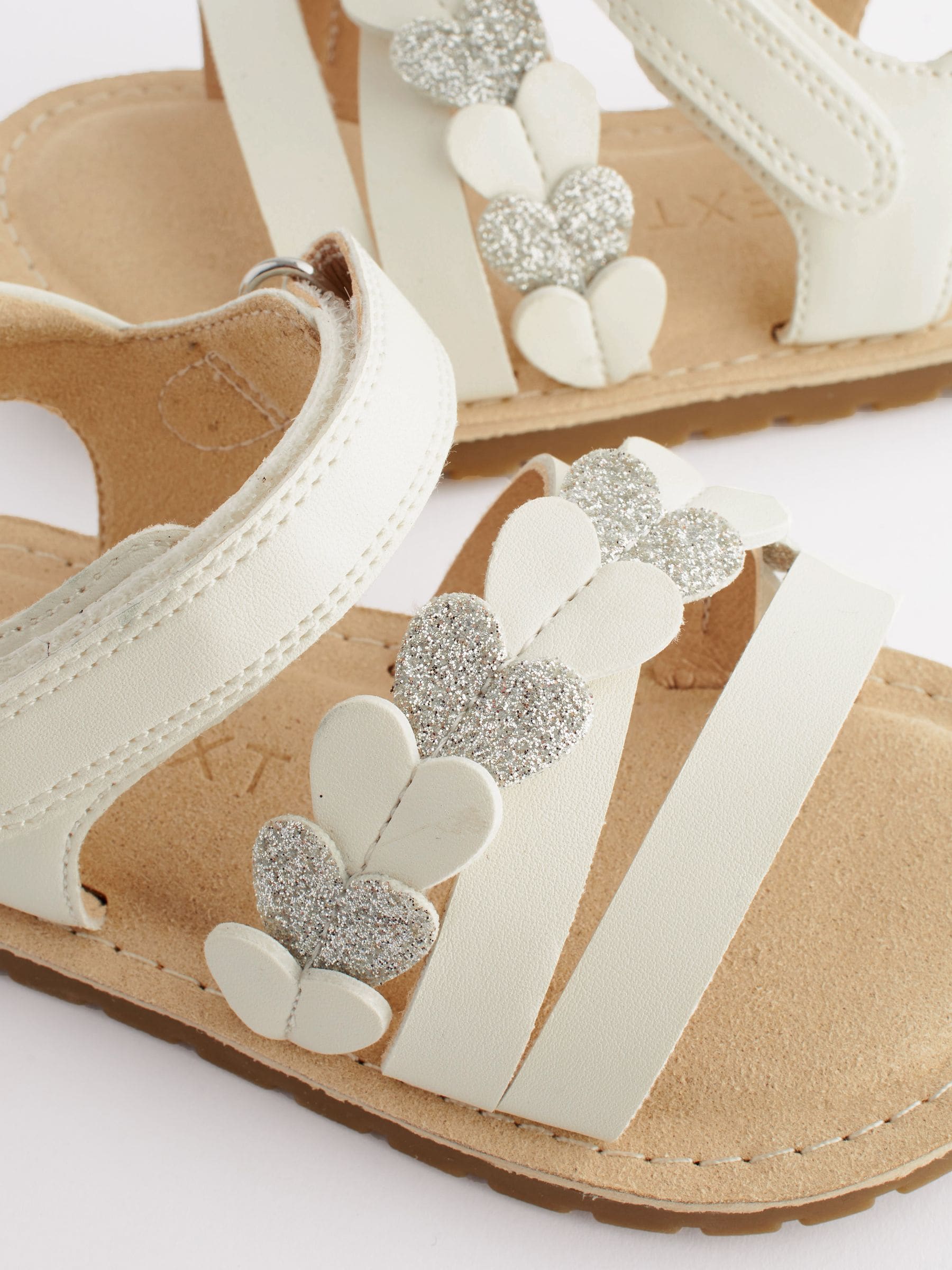 White Standard Fit (F) Touch Fastening Corkbed Sandals image 4