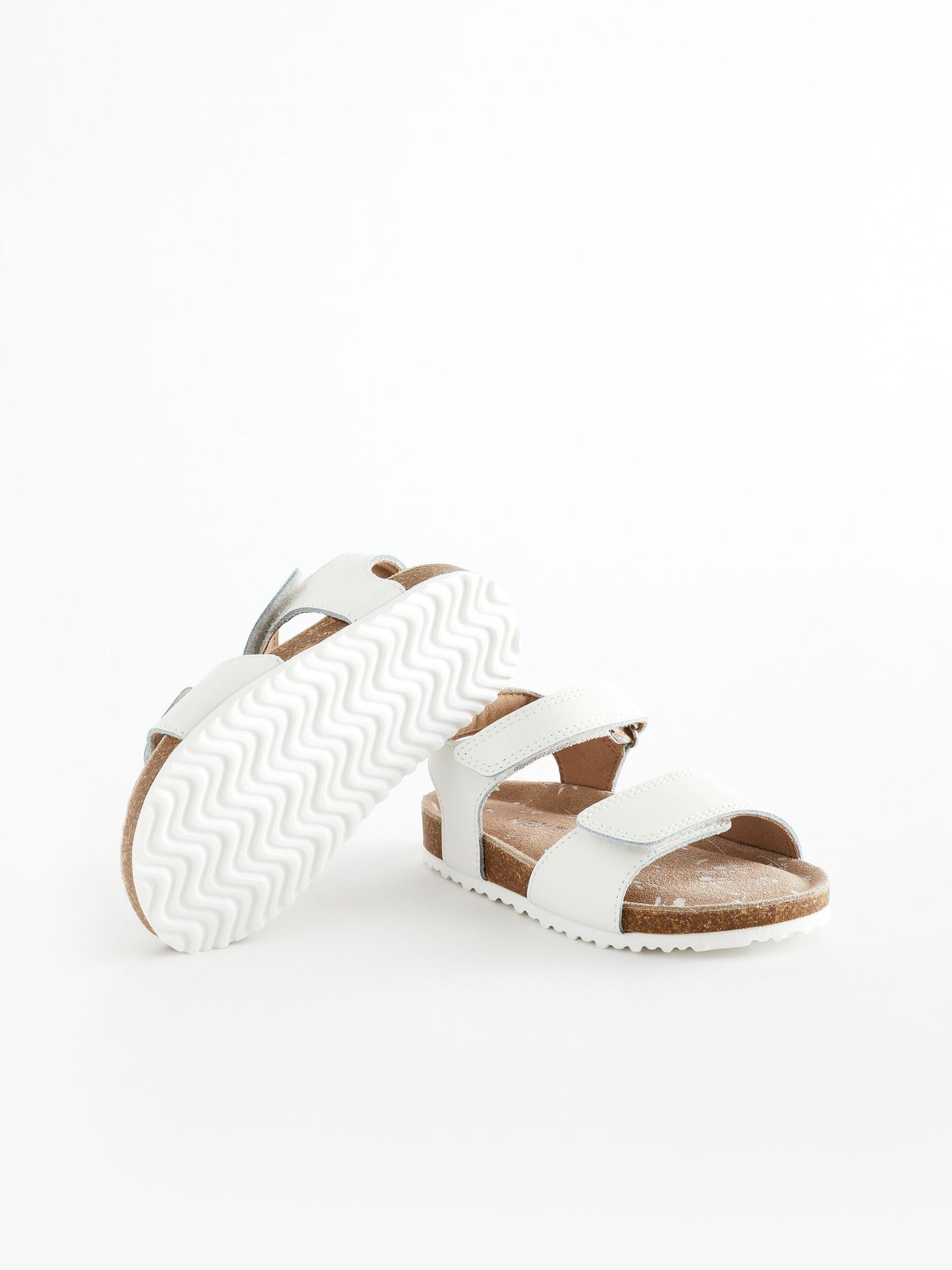 White Standard Fit (F) Leather Corkbed Sandals image 5