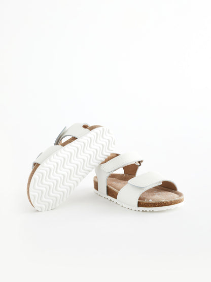White Standard Fit (F) Leather Corkbed Sandals image 5