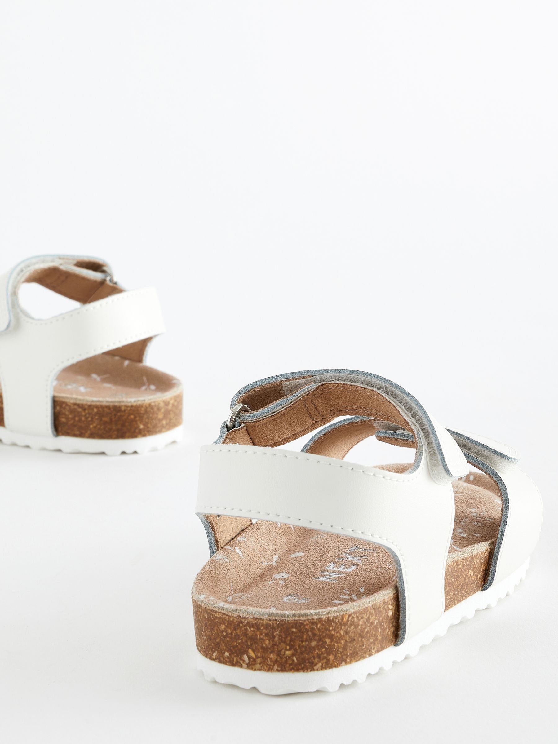 White Standard Fit (F) Leather Corkbed Sandals image 6