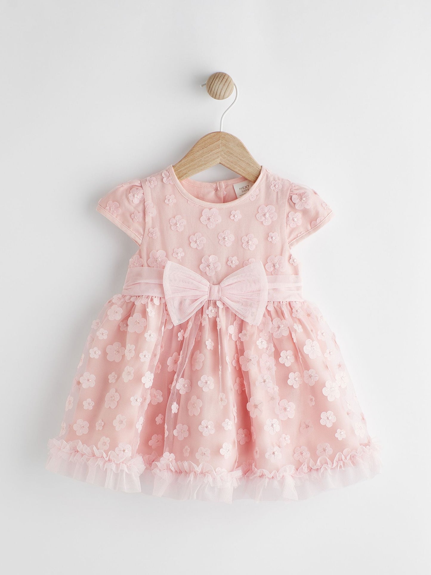 Pink 3D Flowers Baby Occasion Dress (0mths-2yrs) image 1