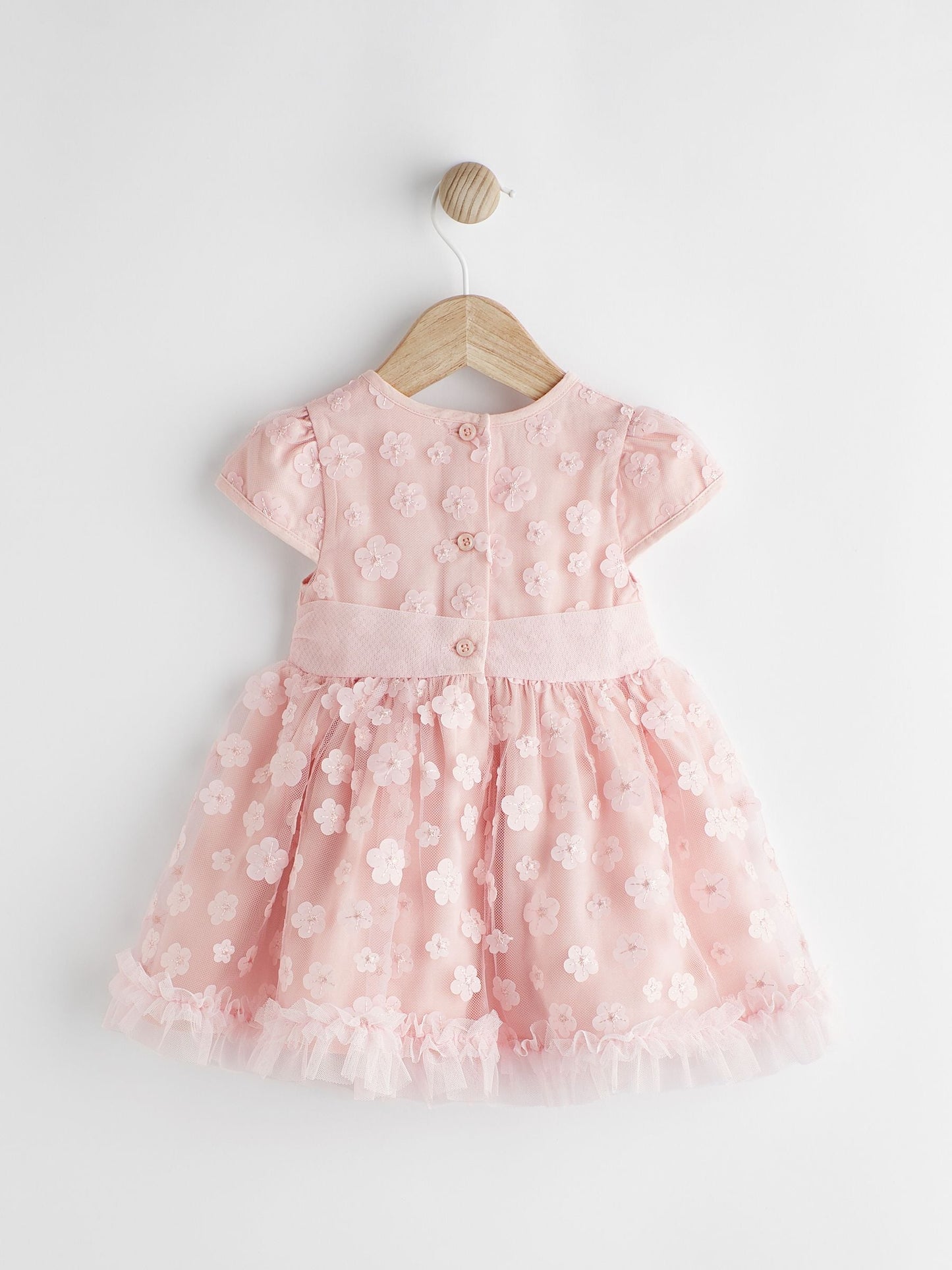 Pink 3D Flowers Baby Occasion Dress (0mths-2yrs)
