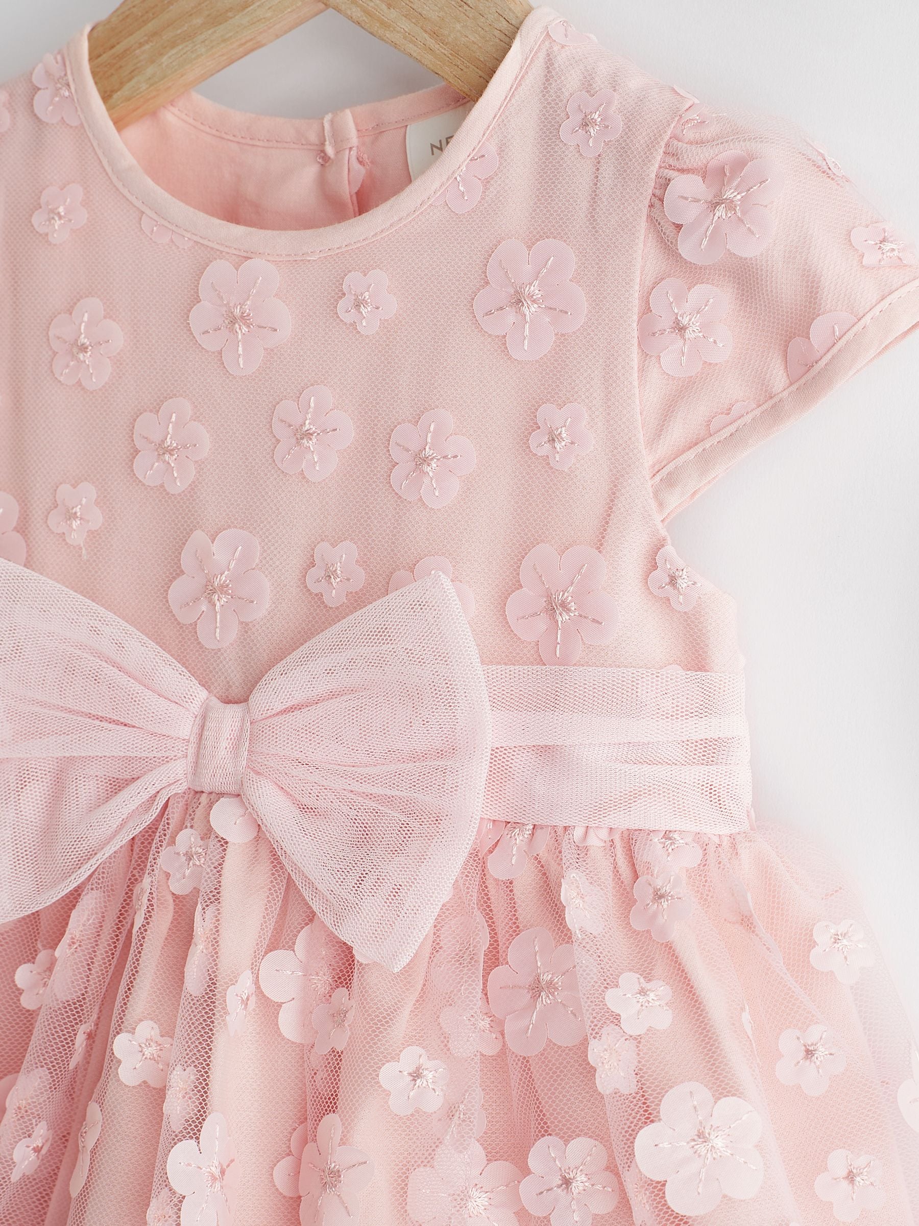 Pink 3D Flowers Baby Occasion Dress (0mths-2yrs) image 3