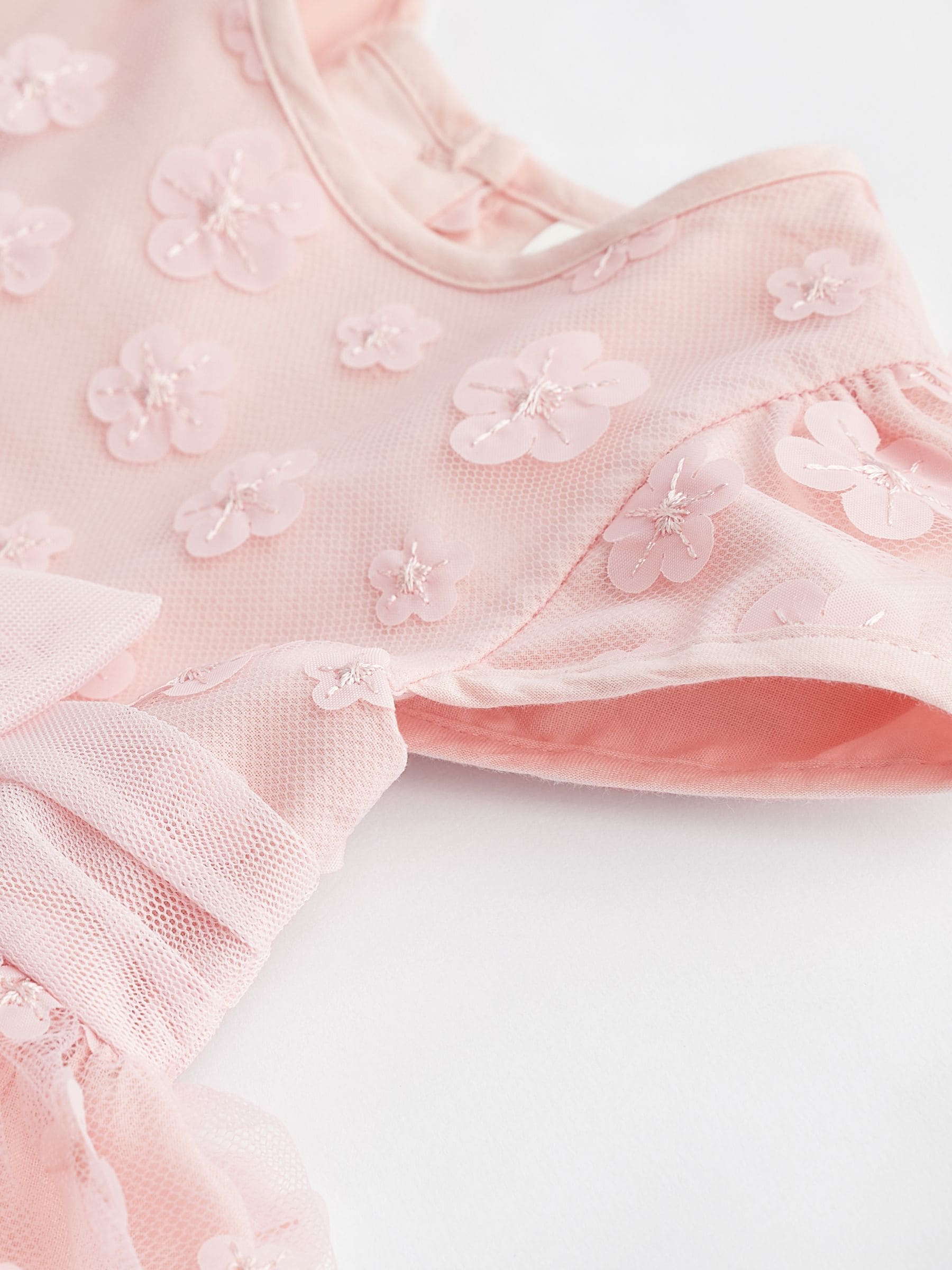 Pink 3D Flowers Baby Occasion Dress (0mths-2yrs) image 5