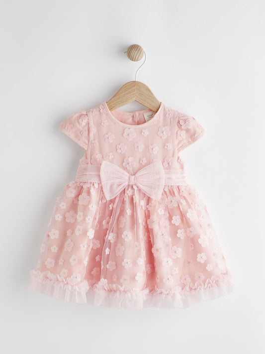 Pink 3D Flowers Baby Occasion Dress (0mths-2yrs) image 1
