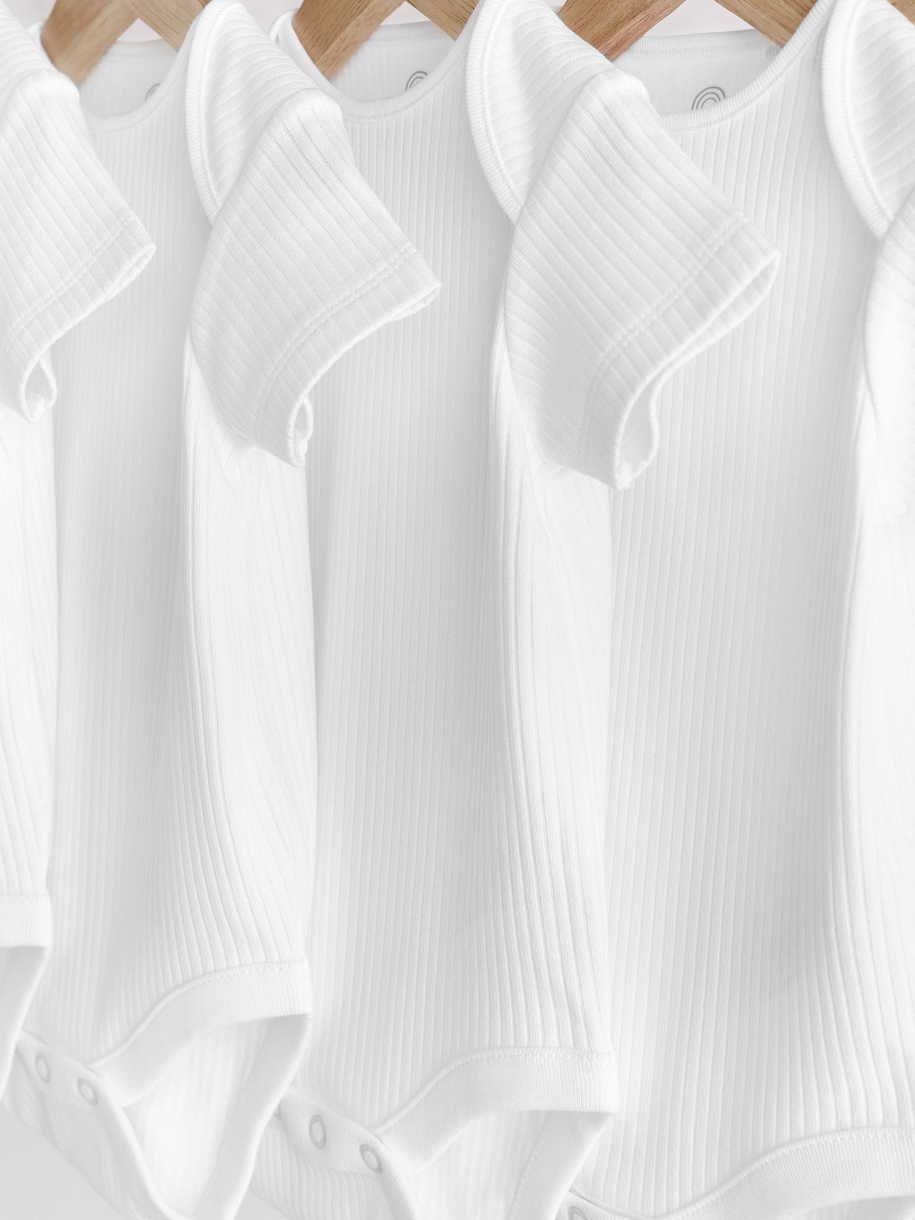 White Rib Short Sleeve Baby Bodysuits 5 Pack image 5