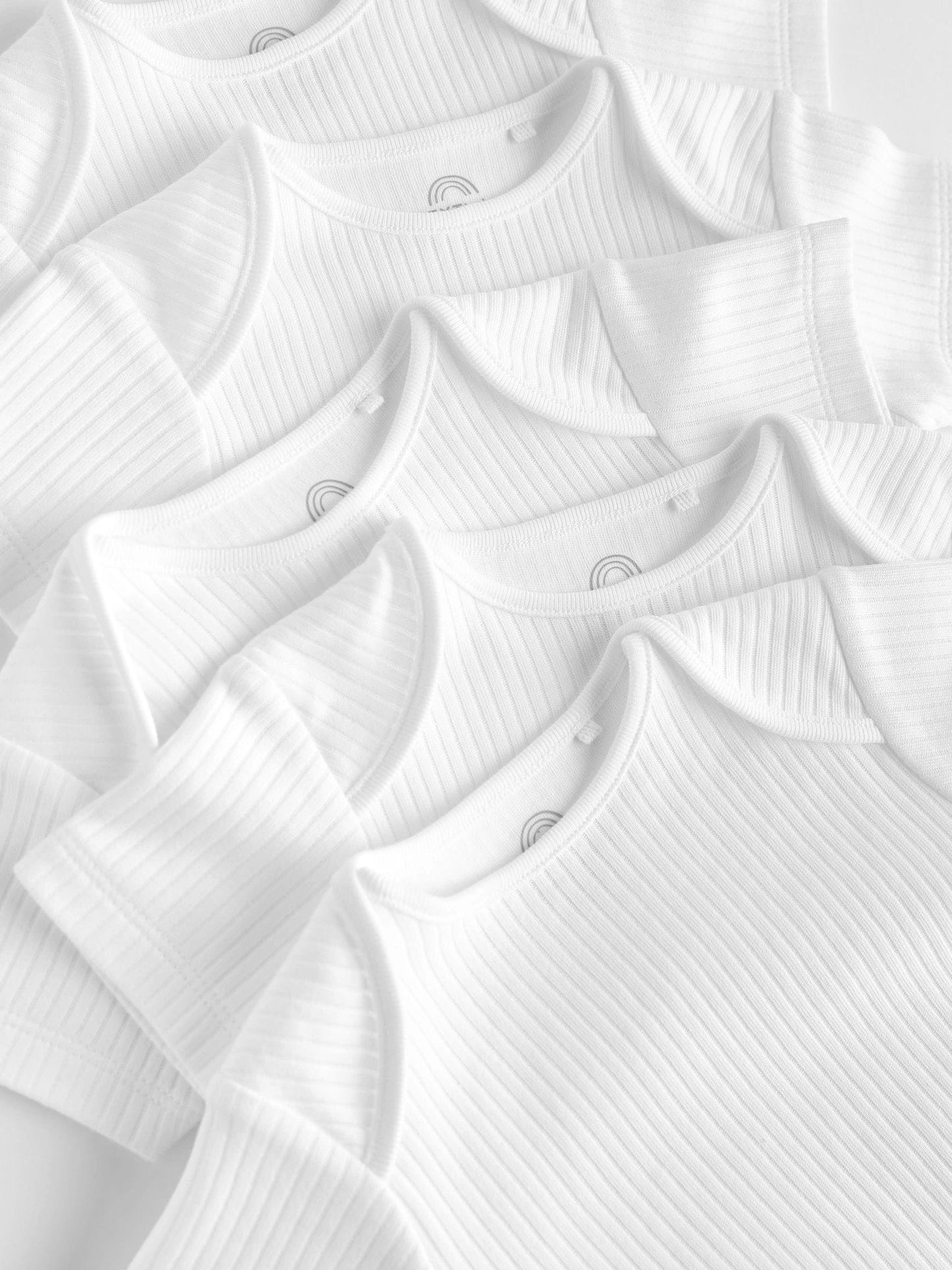 White Rib Short Sleeve Baby Bodysuits 5 Pack image 6