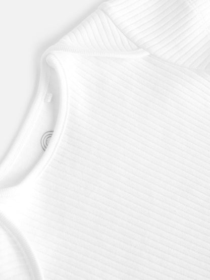 White Rib Short Sleeve Baby Bodysuits 5 Pack image 7