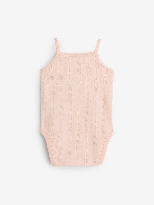 Light Pink 5 Pack Vest Pointelle Baby Bodysuits image 3