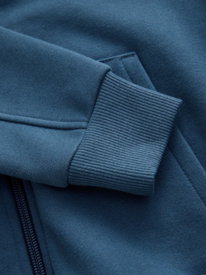 Mid Blue Plain Zip Through Hoodie (3-16yrs)