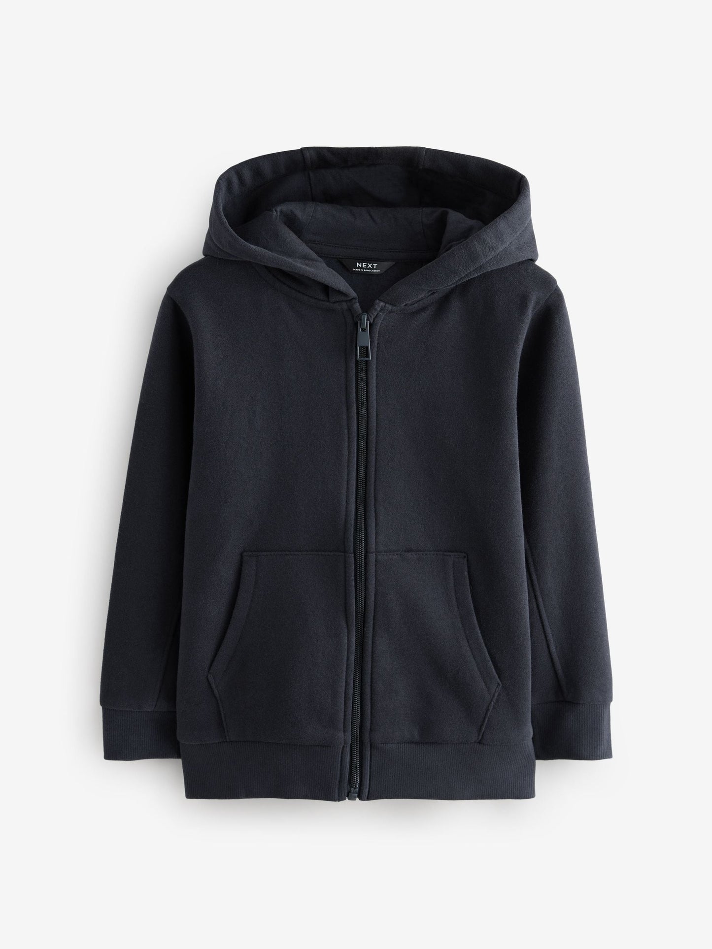 Navy Blue Plain Zip Through Hoodie (3-16yrs)