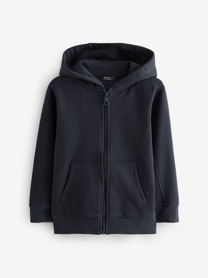 Navy Blue Plain Zip Through Hoodie (3-16yrs)