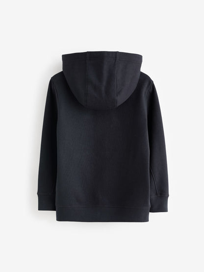 Navy Blue Plain Zip Through Hoodie (3-16yrs)