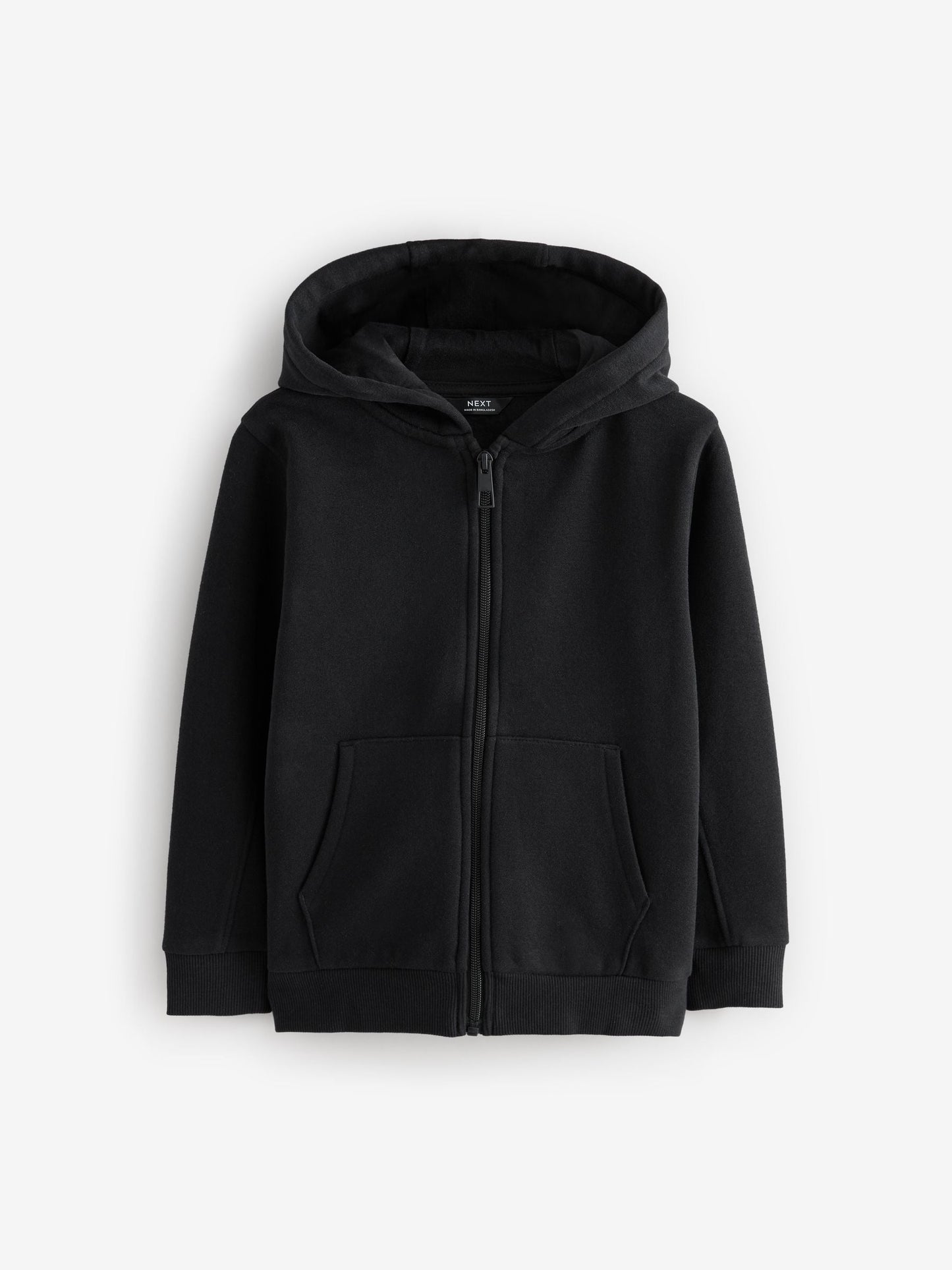 Black Plain Zip Through Hoodie (3-16yrs)