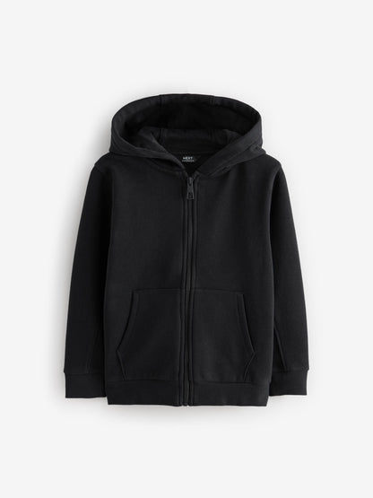 Black Plain Zip Through Hoodie (3-16yrs)