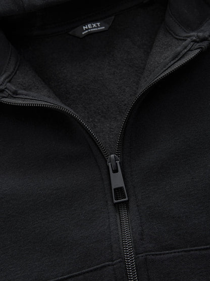Black Plain Zip Through Hoodie (3-16yrs)