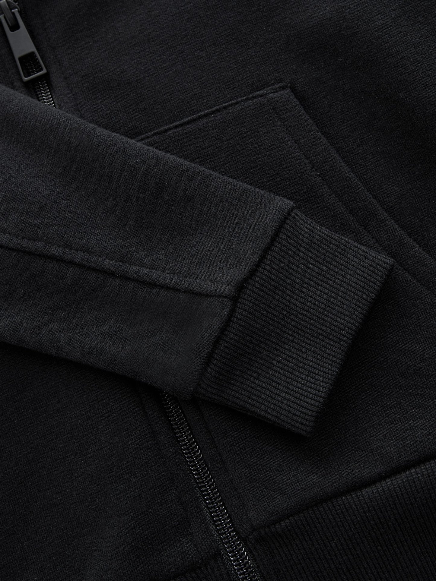 Black Plain Zip Through Hoodie (3-16yrs)