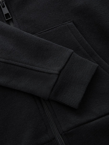 Black Plain Zip Through Hoodie (3-16yrs)