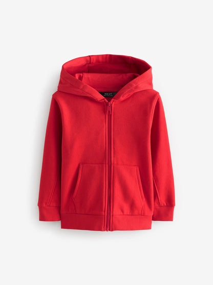Red Plain Zip Through Hoodie (3-16yrs)