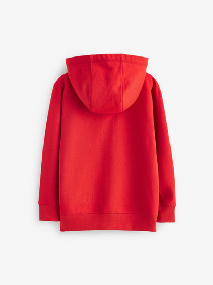 Red Plain Zip Through Hoodie (3-16yrs)