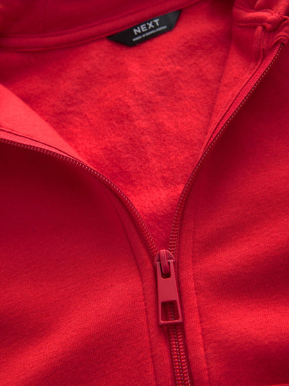 Red Plain Zip Through Hoodie (3-16yrs)