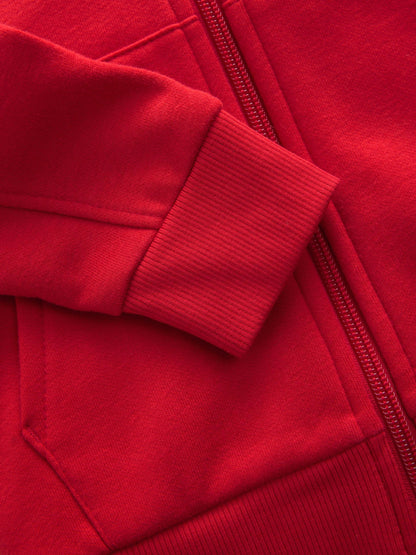 Red Plain Zip Through Hoodie (3-16yrs)