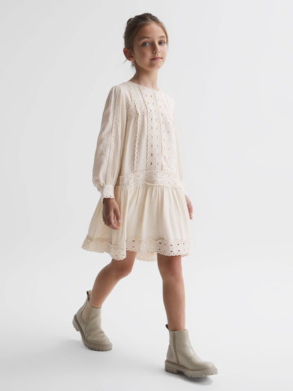 Dsiney Kidz - Reiss Ivory Tavi 9-14 yrs Long Sleeve Lace Dress image 1
