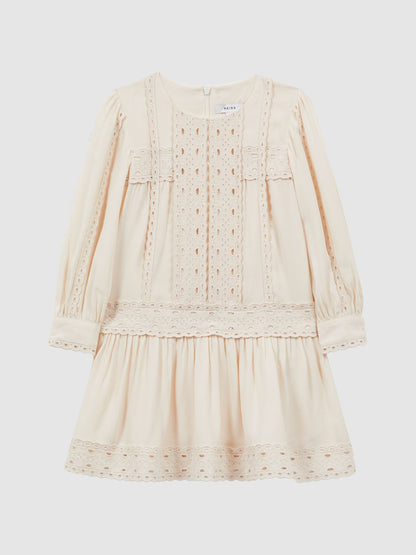 Dsiney Kidz - Reiss Ivory Tavi 9-14 yrs Long Sleeve Lace Dress image 2