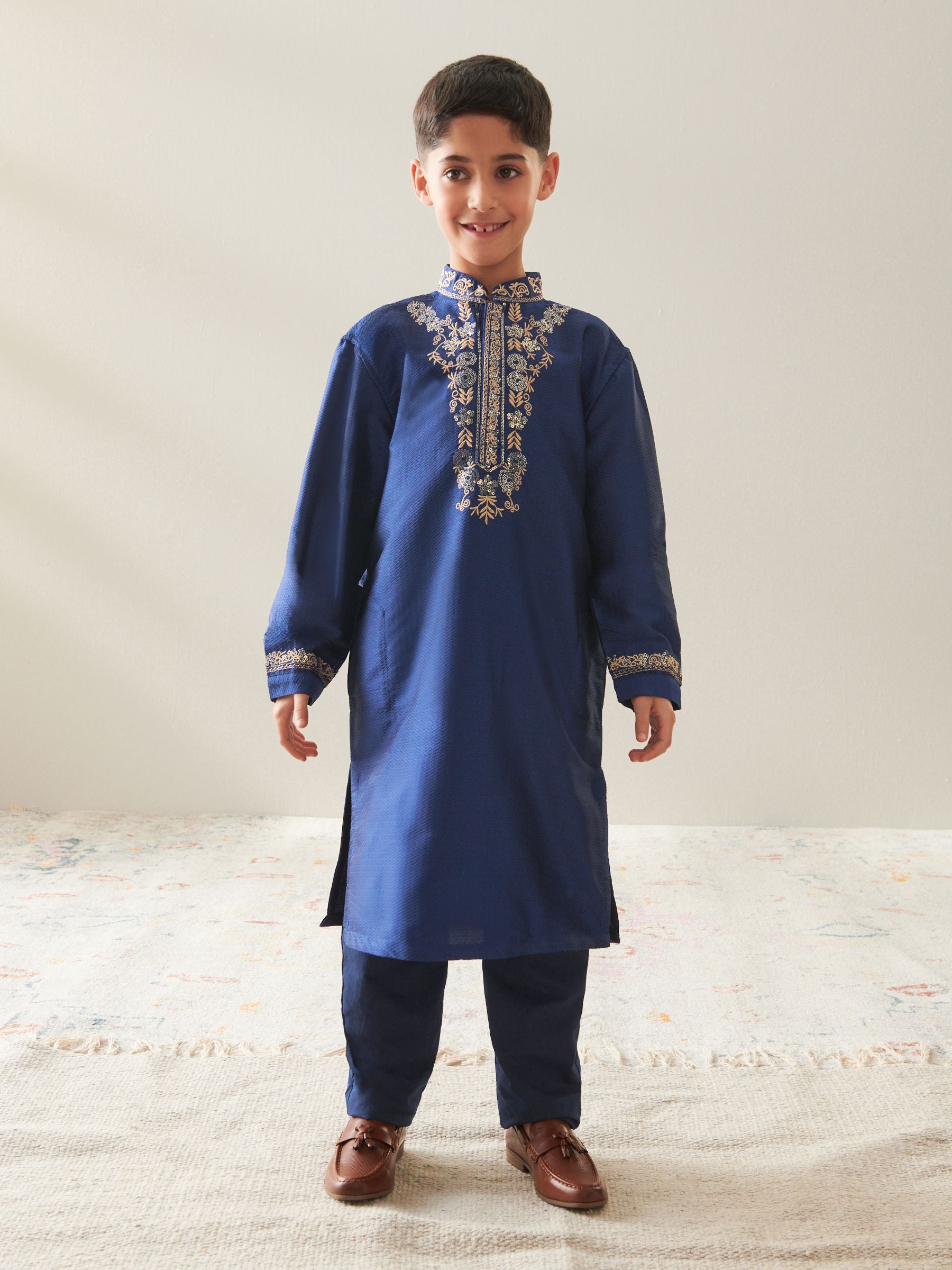 Dsiney Kidz - Navy Blue Kurta Shirt (3mths-16yrs) (3mths-16yrs) image 4