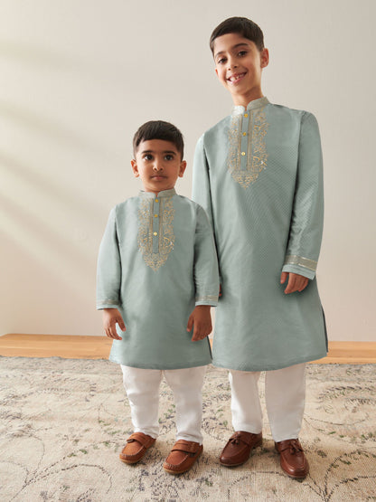 Dsiney Kidz - Turquoise Blue Kurta Shirt (3mths-16yrs) (3mths-16yrs) image 2