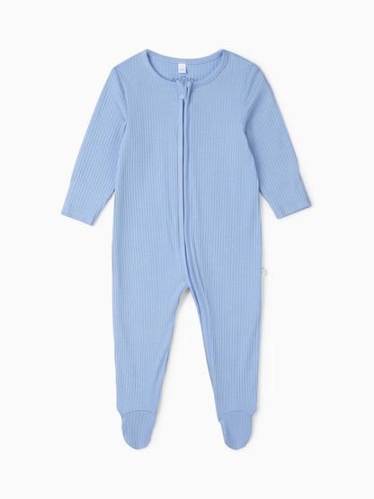 MORI Sky Blue Stretch Supersoft 2 Way Zip Sleepsuit image 4
