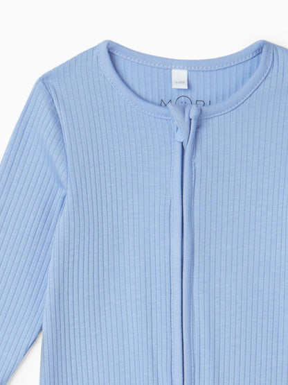 MORI Sky Blue Stretch Supersoft 2 Way Zip Sleepsuit image 5