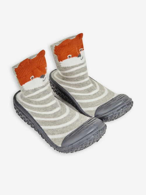 JoJo Maman Bébé Grey Indoor Outdoor Fox Slipper Socks image 1