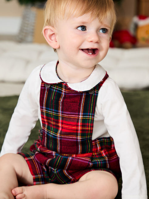 JoJo Maman Bébé Red Tartan 2-Piece Tartan Dungarees & Body Set image 1