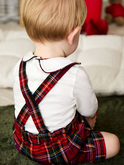 JoJo Maman Bébé Red Tartan 2-Piece Tartan Dungarees & Body Set image 2