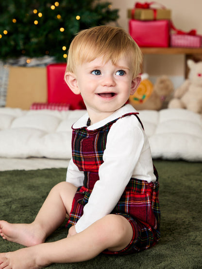JoJo Maman Bébé Red Tartan 2-Piece Tartan Dungarees & Body Set image 3