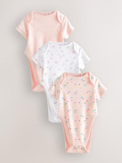 Pink 3 Pack Hip Dysplasia Short Sleeve Baby Bodysuits image 1
