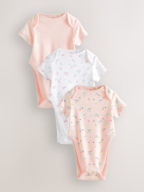 Pink 3 Pack Hip Dysplasia Short Sleeve Baby Bodysuits image 1