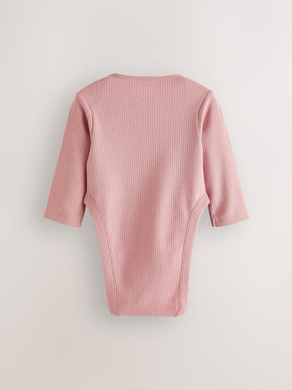 Pink 3 Pack Hip Dysplasia Long Sleeve Baby Bodysuits image 6