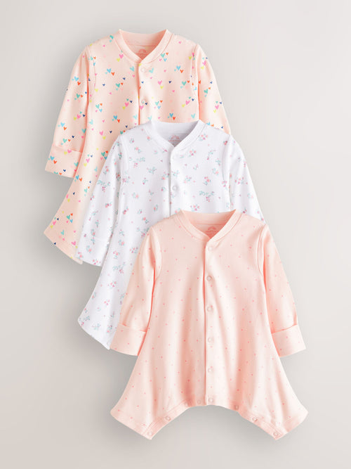 Pink 3 Pack Hip Dysplasia Baby Sleepsuits (0-3yrs) image 1