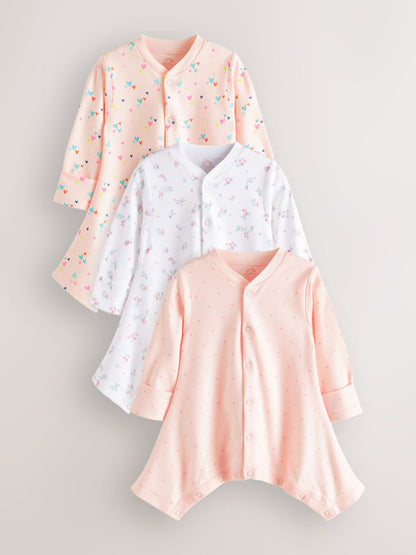Pink 3 Pack Hip Dysplasia Baby Sleepsuits (0-3yrs) image 1