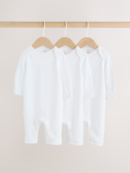 White Kind to Skin Baby Sleepsuits 3 Pack (0-2yrs) image 1